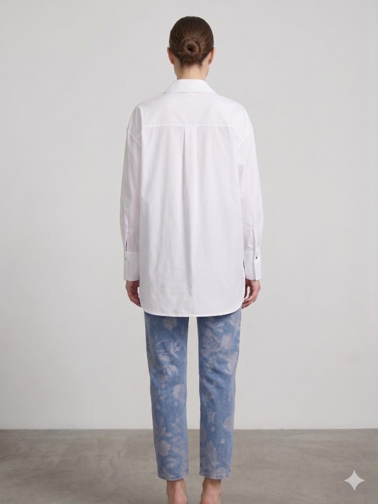 MY312 Çiçek Nakışlı Gömlek 8832 - EKRU