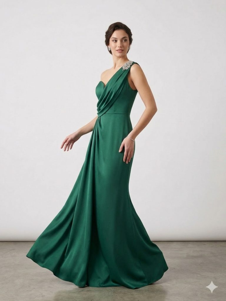 ALFABETA Aksesuar Detaylı Abiye Elbise 6017 - YEŞİL