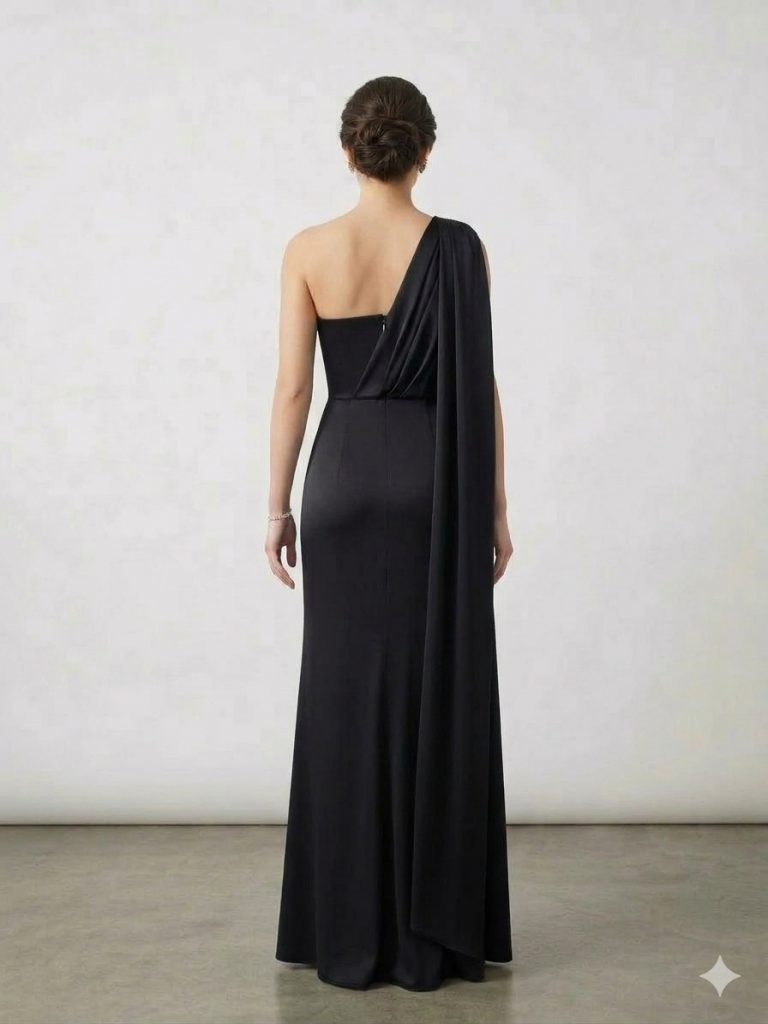 ALFABETA Aksesuar Detaylı Abiye Elbise 6017 - Siyah