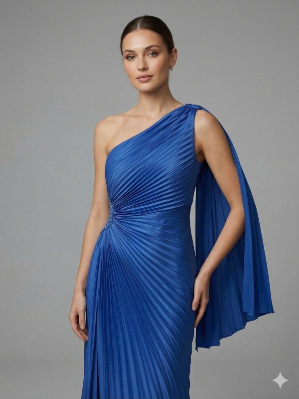 ALFABETA Bel Dekolteli Tek Omuz Abiye Elbise 6233