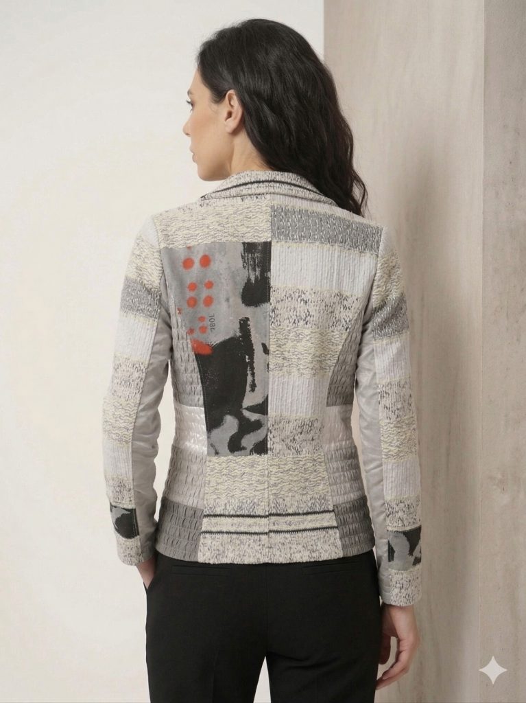 BDK Kendinden İşlemeli Triko Ceket 14428 - Beyaz