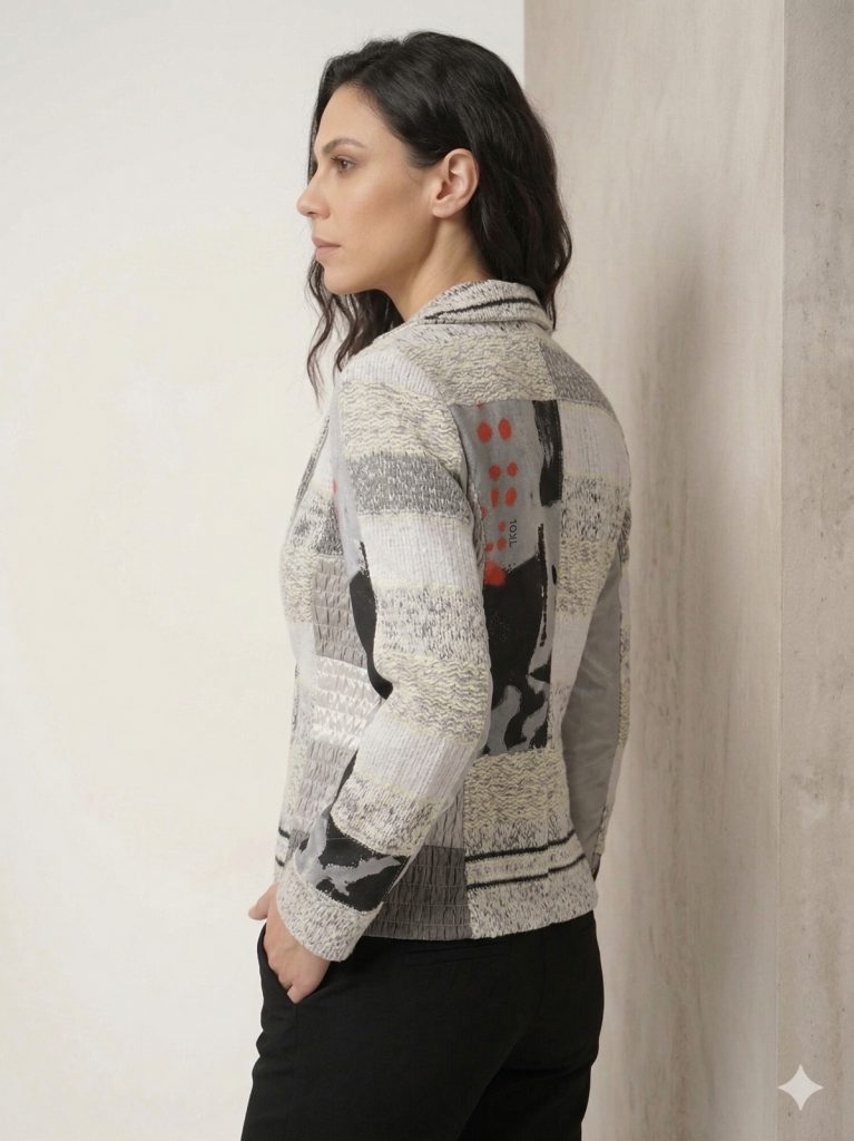 BDK Kendinden İşlemeli Triko Ceket 14428 - Beyaz