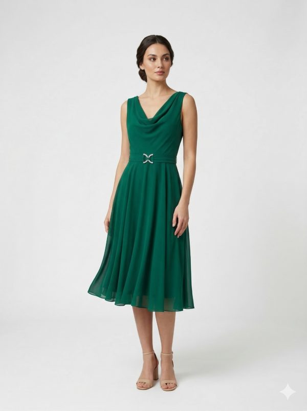 BİEN LİFE Kemer Detaylı Döküm Yaka Elbise 2418