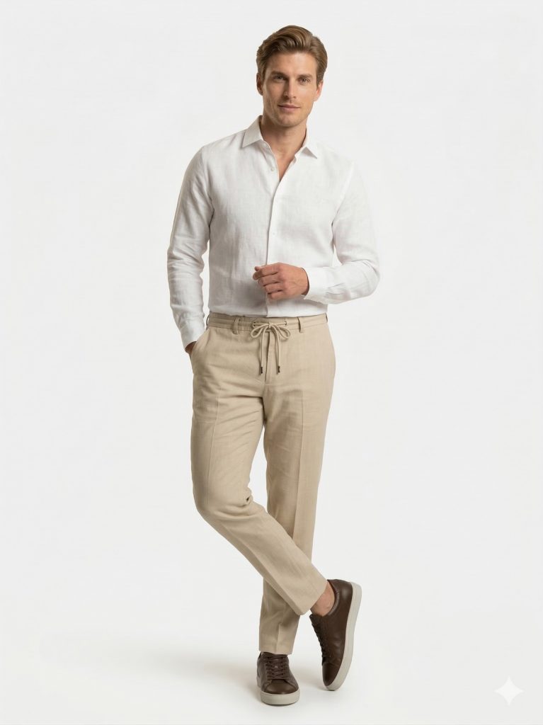 CASABA Beli Lastikli Bağcıklı Erkek Pantolon 9362