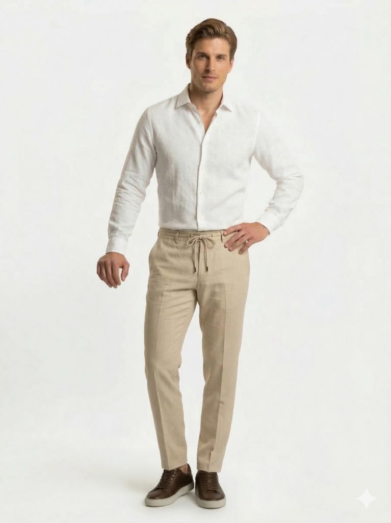 CASABA Beli Lastikli Bağcıklı Erkek Pantolon 9362