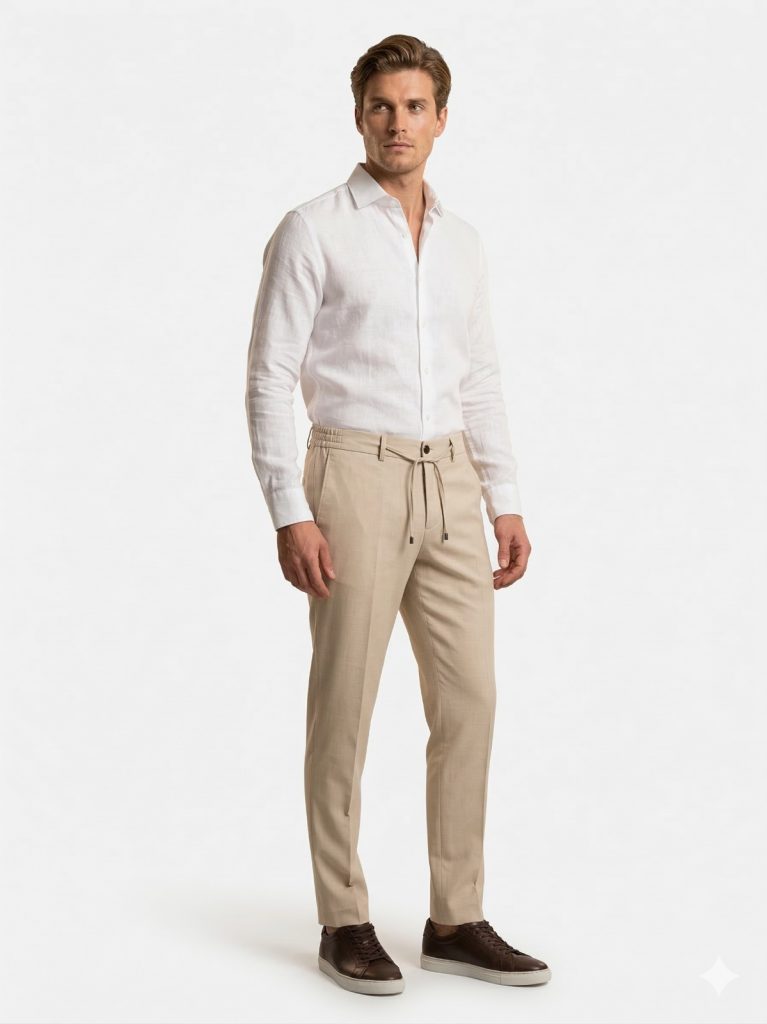 CASABA Beli Lastikli Bağcıklı Erkek Pantolon 9362