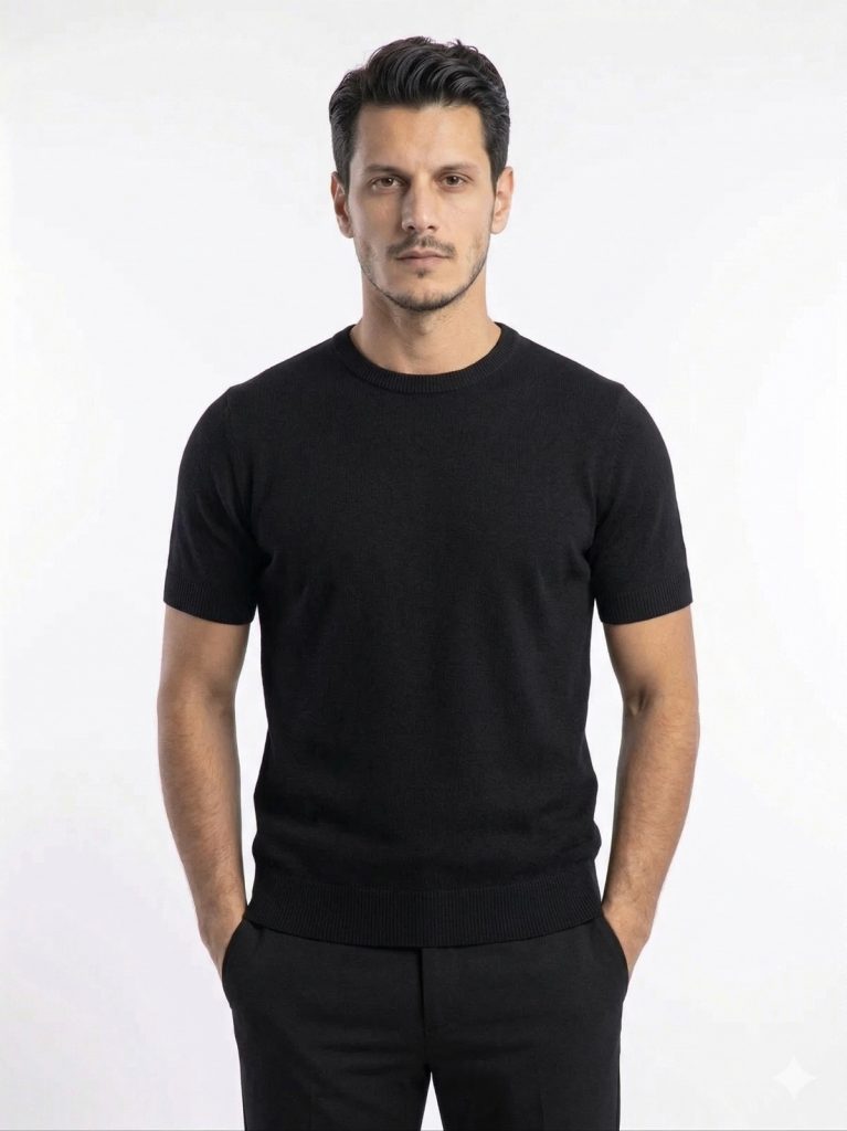 DİOR Bisiklet Yaka Triko Tişört  2615000 - Siyah