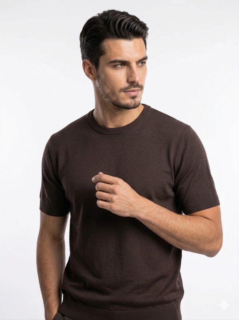 DİOR Bisiklet Yaka Triko Tişört  2615000 - kahve