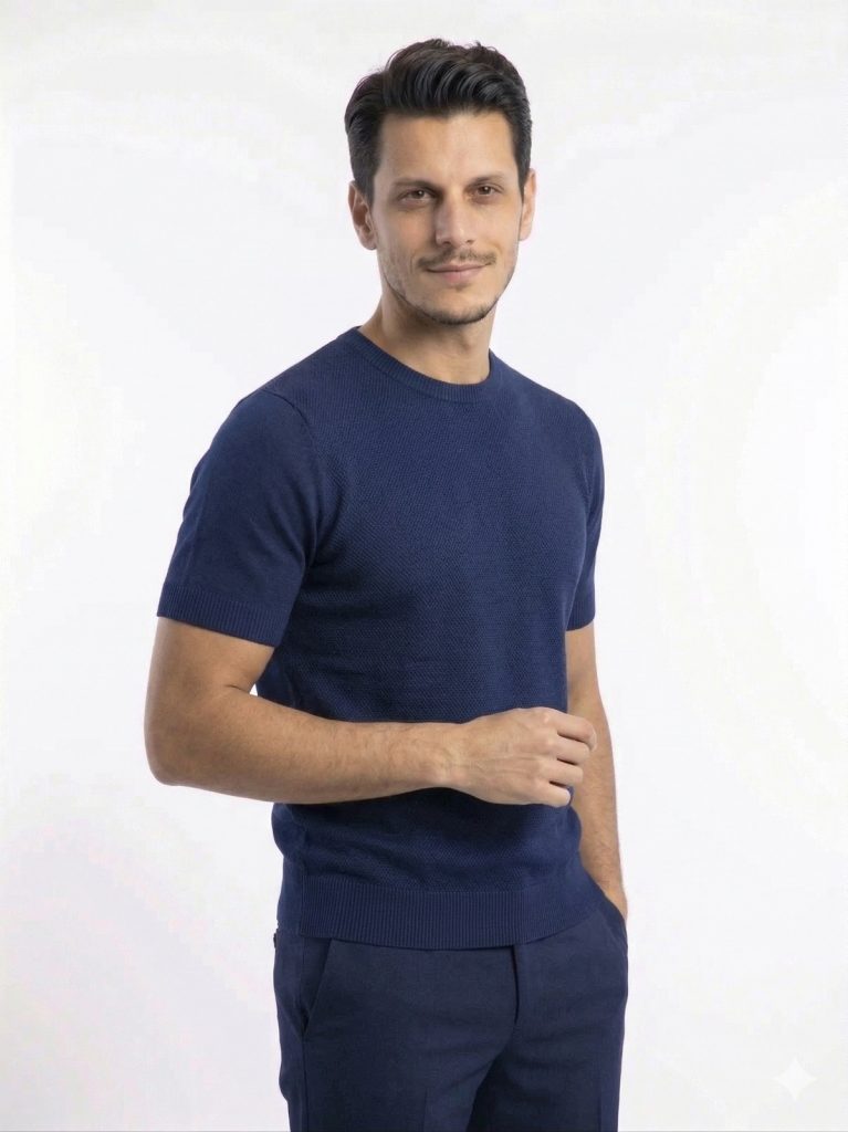 DİOR Bisiklet Yaka Triko Tişört  2615000 - Lacivert