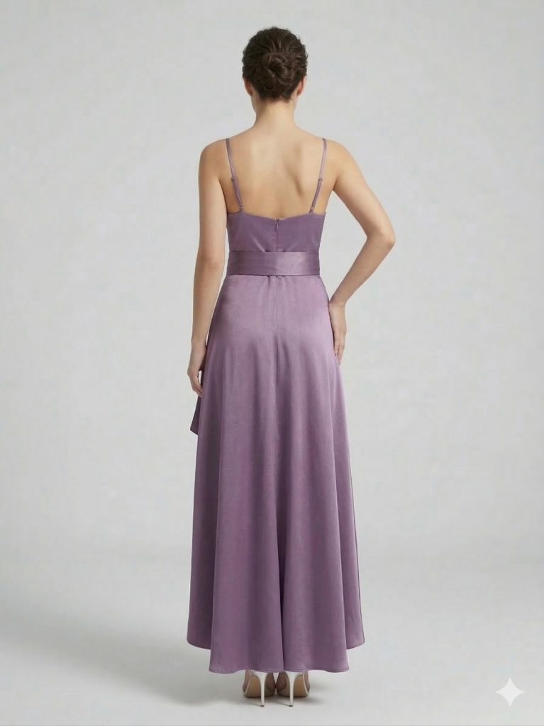 DORİDORCA Kemer Detaylı Askılı Abiye Elbise 3075 - LAVANTA