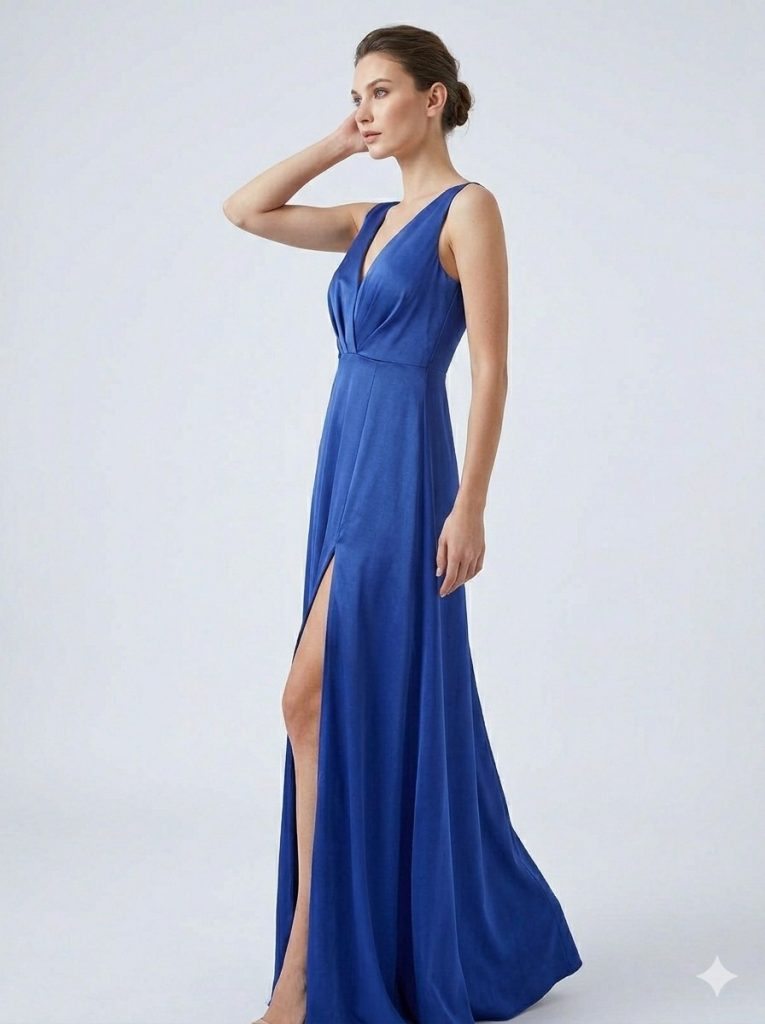 DORİDORCA Sırt Dekolteli Yırtmaçlı Elbise 4034