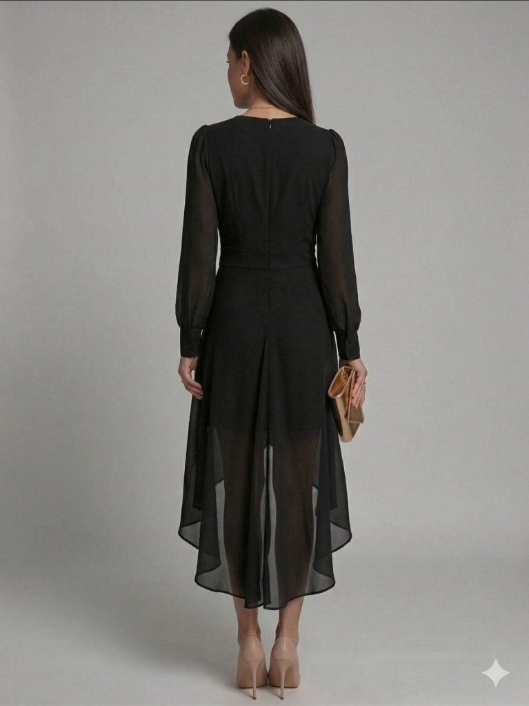 DORİDORCA Asimetrik Abiye Elbise 4070 - Siyah