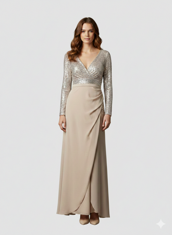 DORİDORCA Pul Payetli Çapraz Yırtmaçlı Elbise 5033 B.B