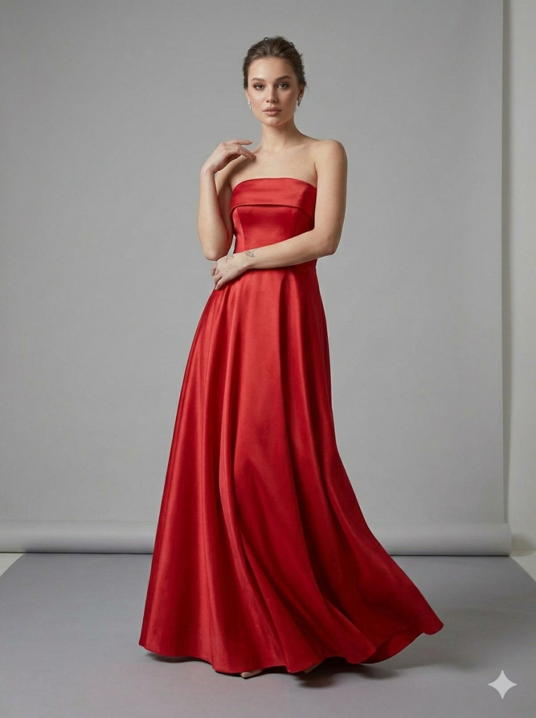 DORİDORCA Straplez Uzun Elbise 6068