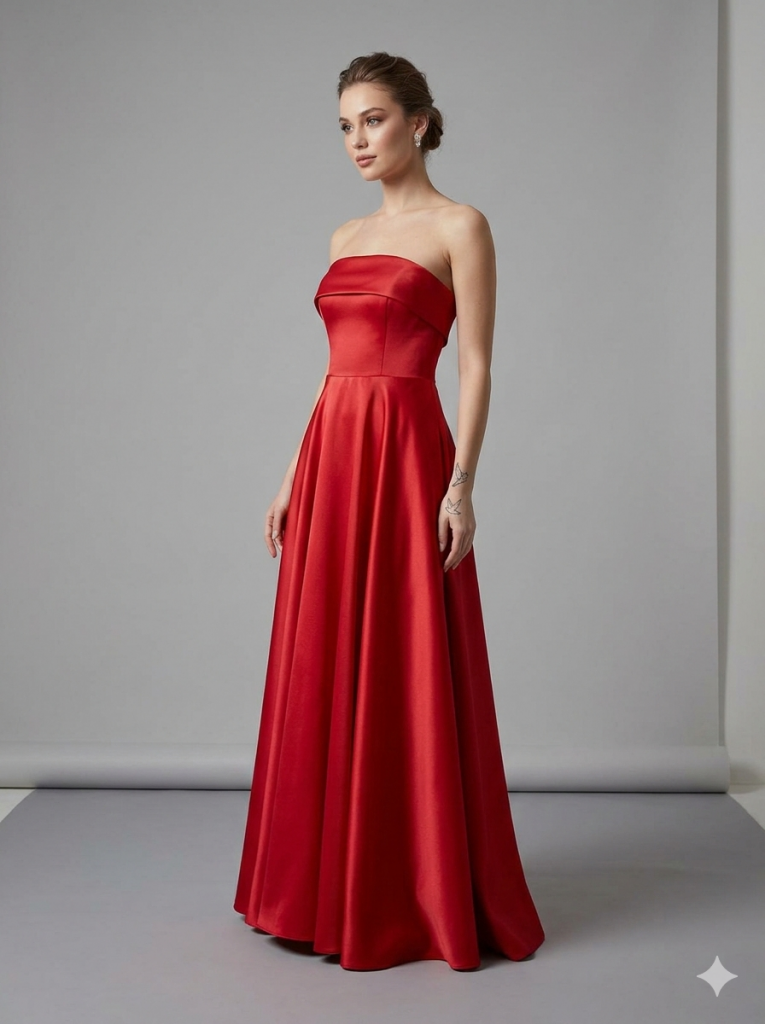 DORİDORCA Straplez Uzun Elbise 6068