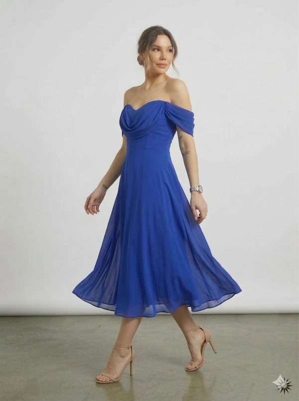 DORİDORCA Dökümlü Yaka Ve Kol Abiye Elbise 6081