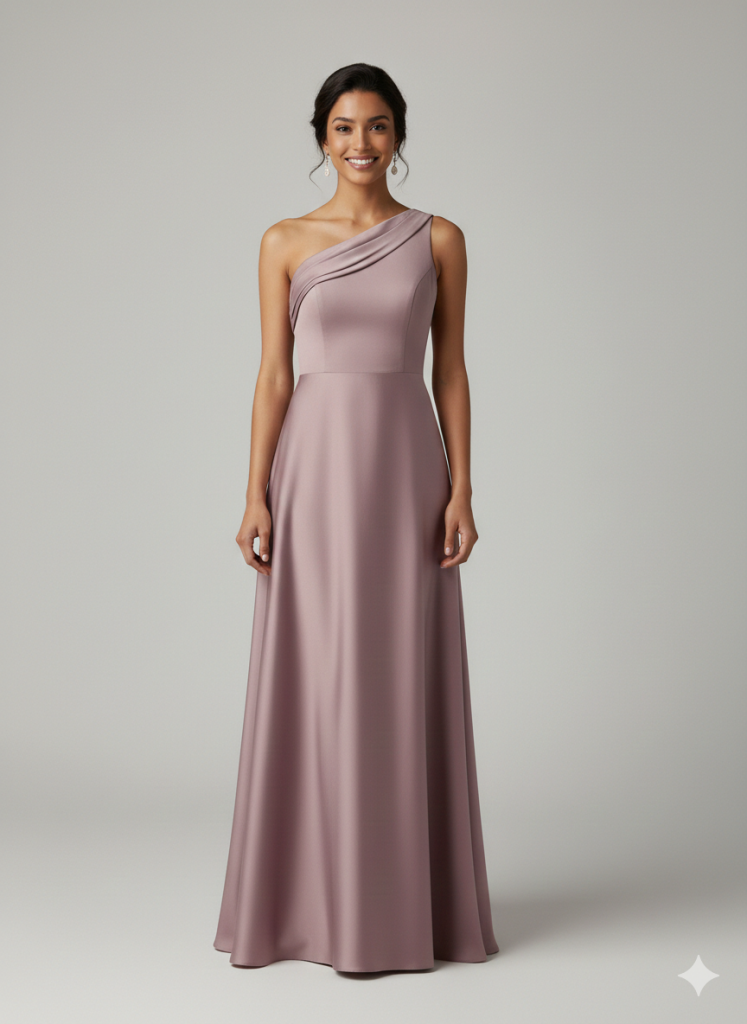 DORİDORCA Tek Omuz Abiye 6134 - PUDRA