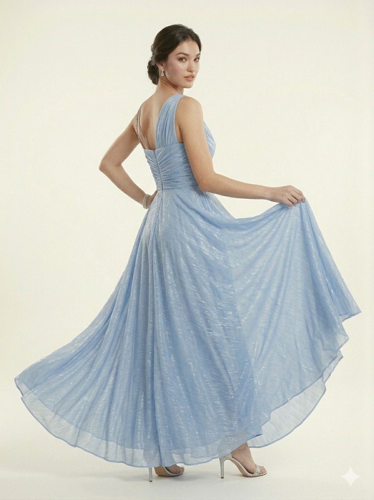 DORİDORCA Taş Askılı Parlak Elbise 7043