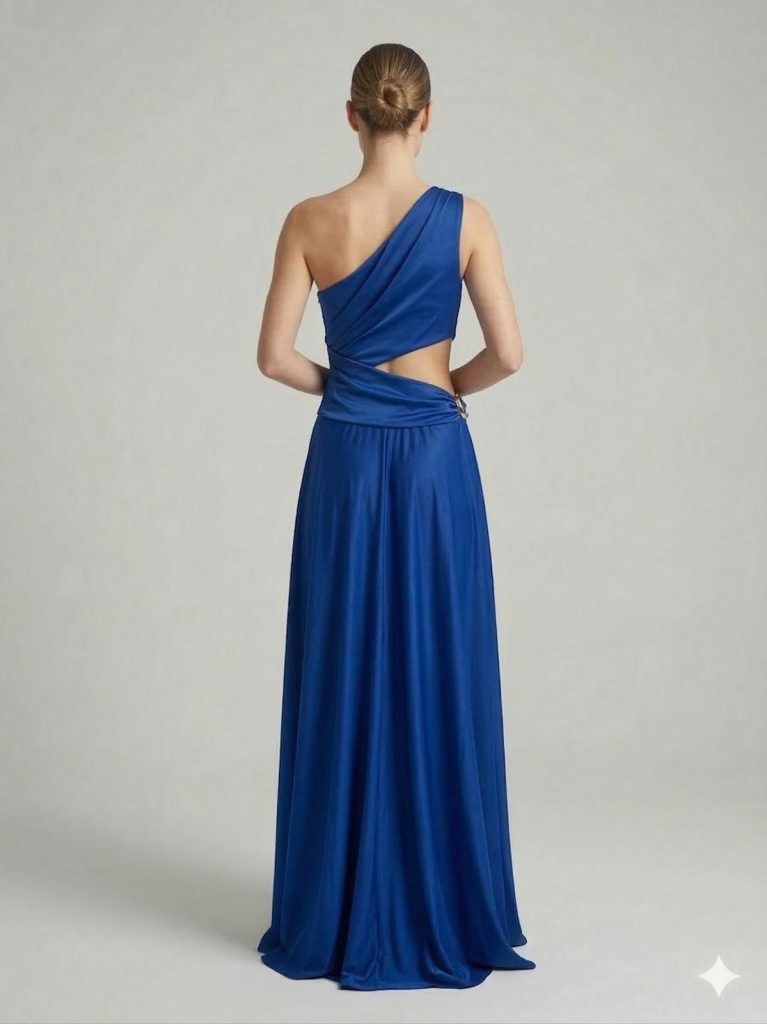 DORİDORCA Aksesuar Detaylı Dekolteli Abiye Elbise 7050