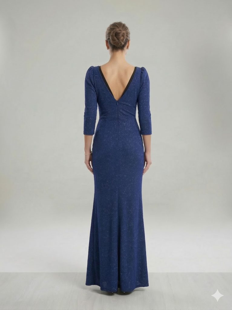 DORİDORCA V Yaka Yırtmaçlı Abiye Elbise 2102