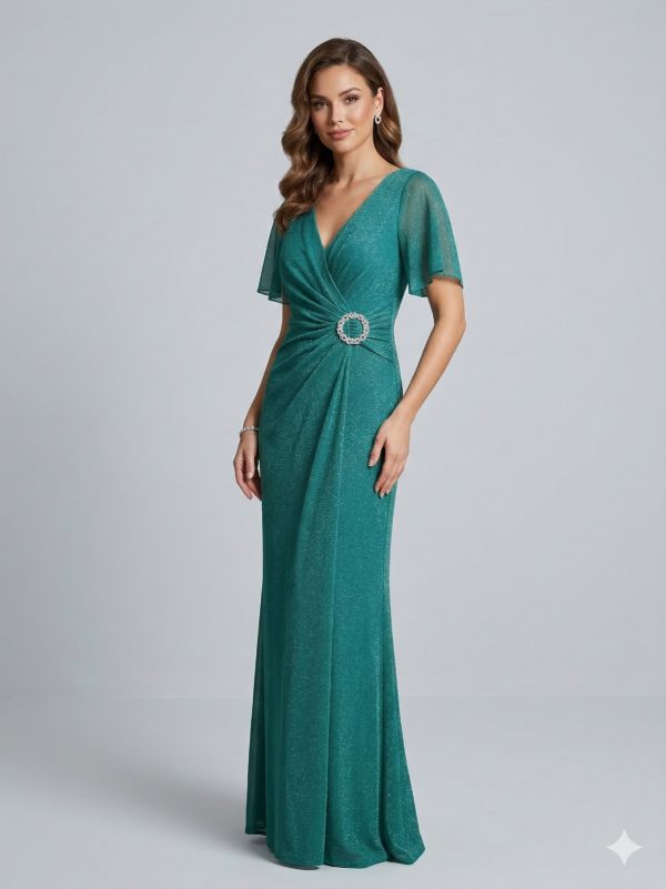 DORİDORCA Aksesuar Detaylı V Yaka Elbise  5024