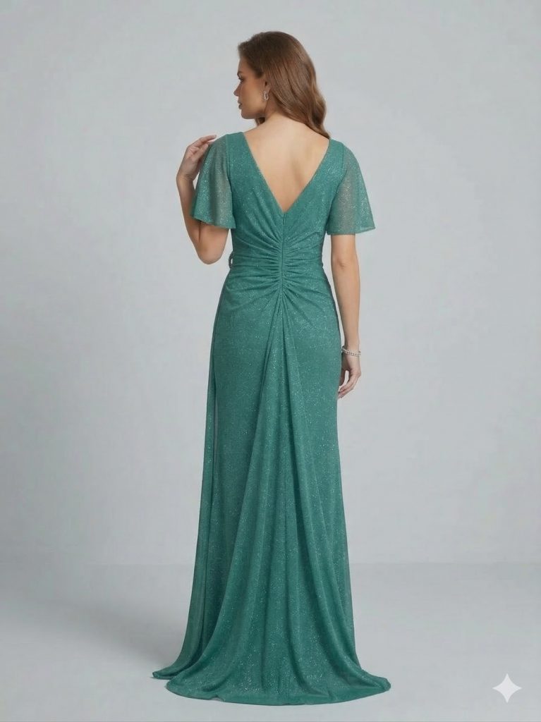 DORİDORCA Aksesuar Detaylı V Yaka Elbise  5024