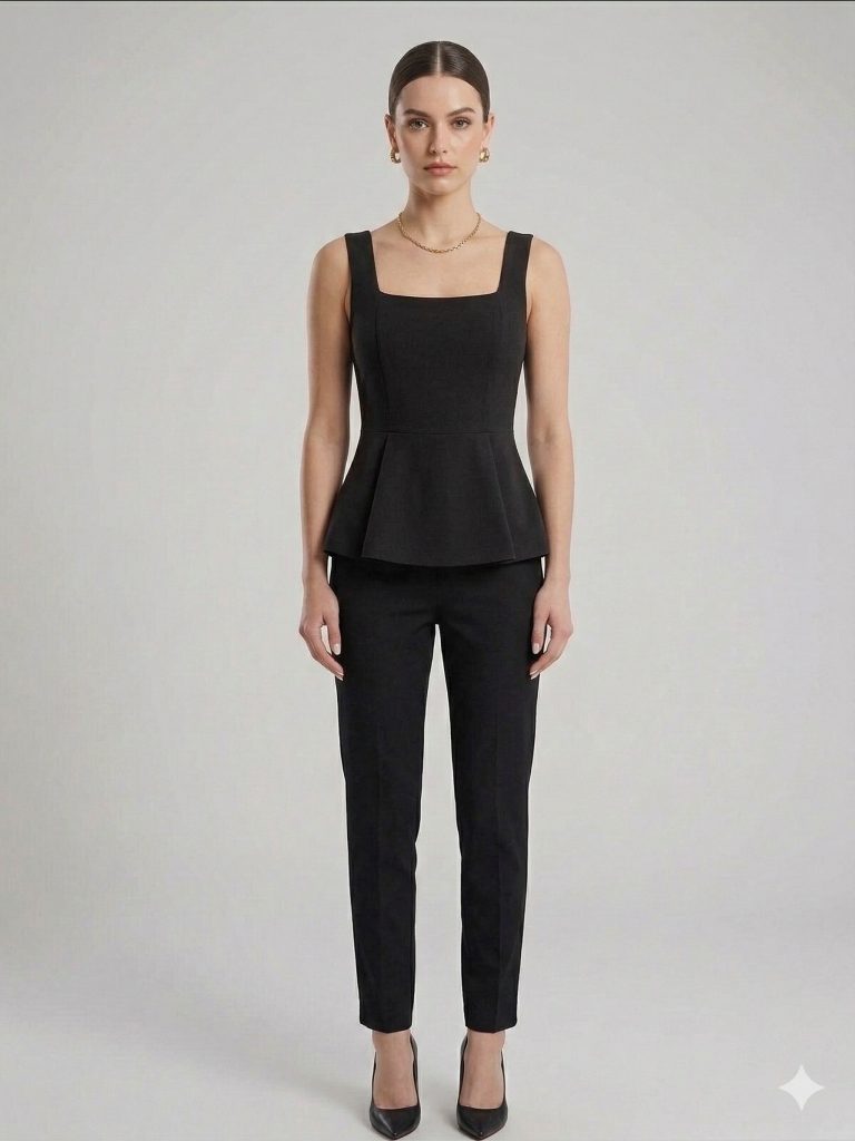 EKOL Kare Yaka Bluz 1130 - Siyah