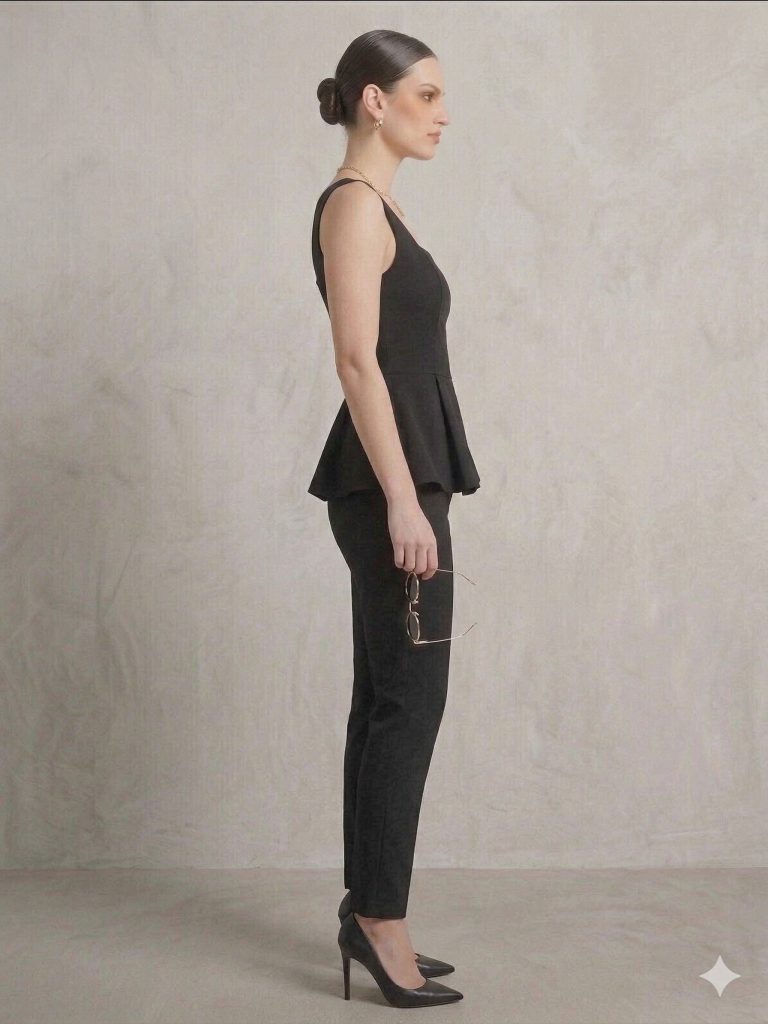 EKOL Kare Yaka Bluz 1130 - Siyah