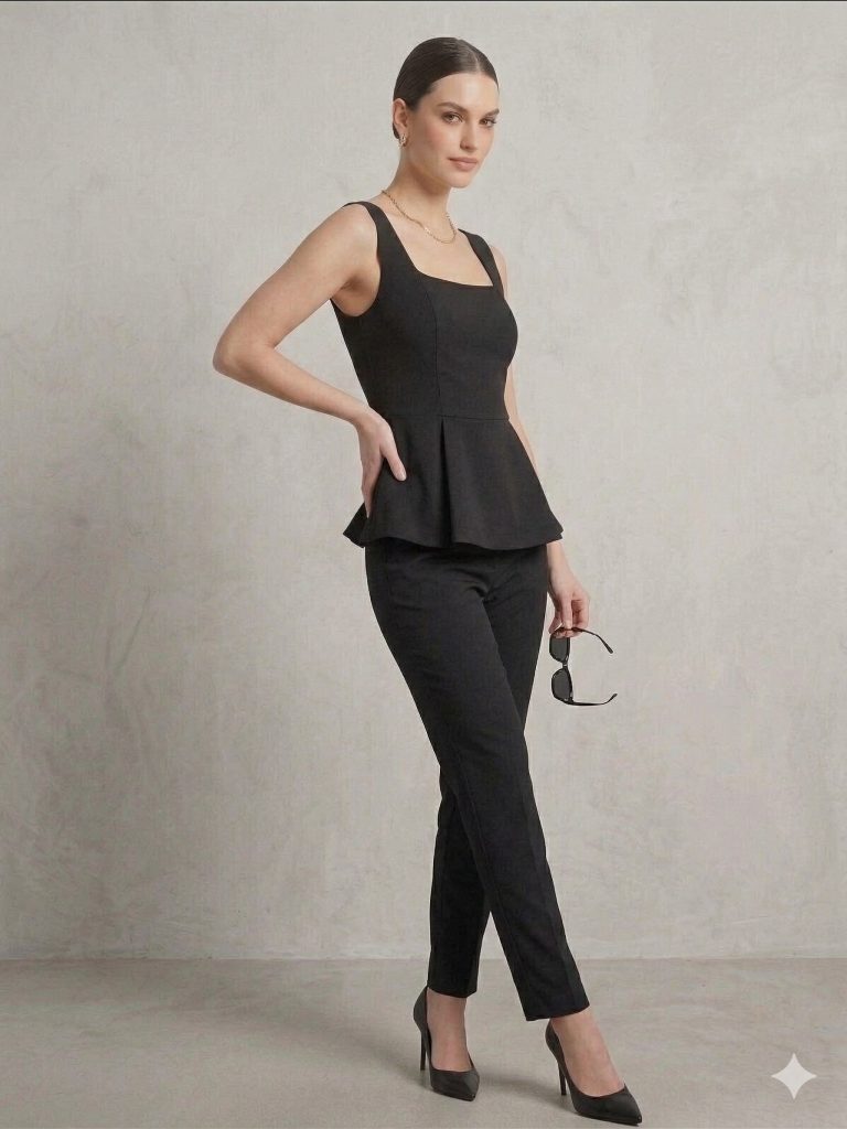 EKOL Kare Yaka Bluz 1130 - Siyah