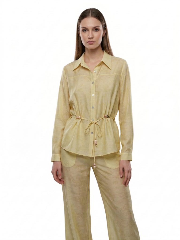 EKOL İp Kemerli Bluz 2030 - SARI