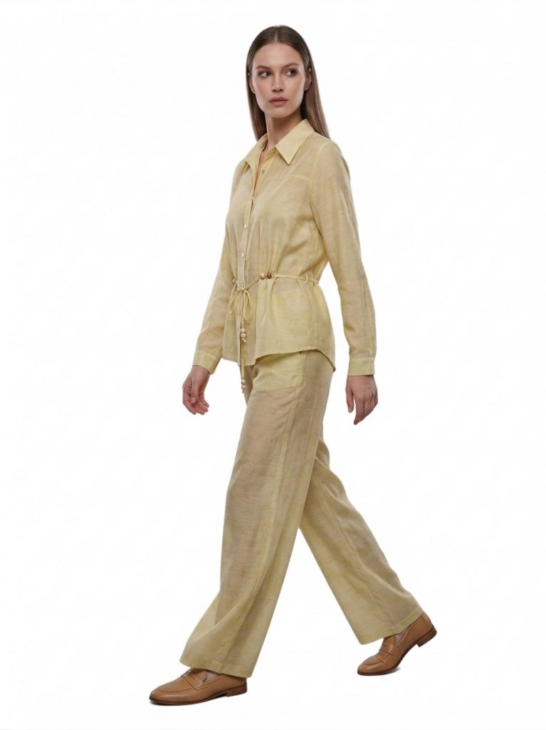 EKOL İp Kemerli Bluz 2030 - SARI