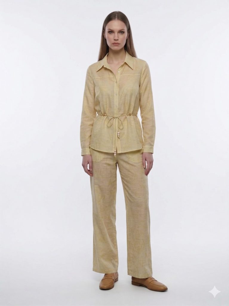 EKOL İp Kemerli Bluz 2030 - SARI