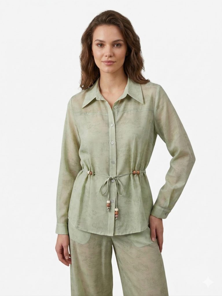 EKOL İp Kemerli Bluz 2030 - mint