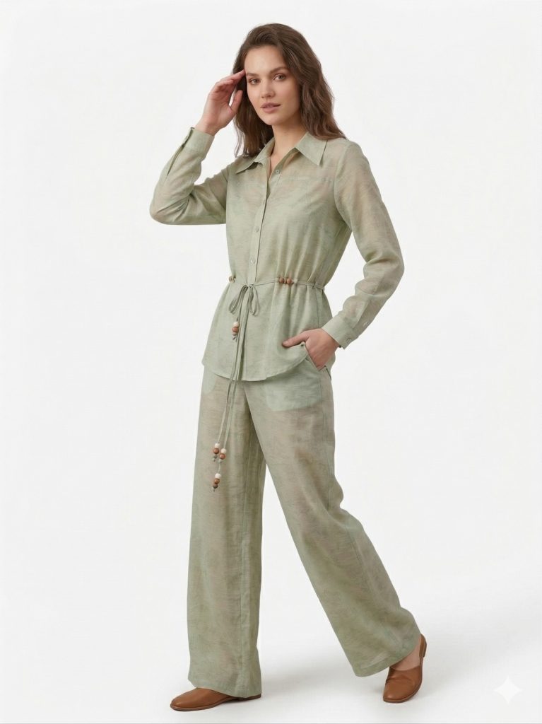 EKOL İp Kemerli Bluz 2030 - mint