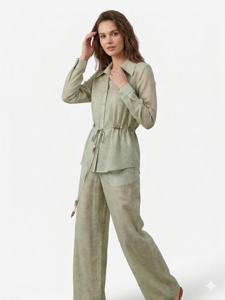 EKOL İp Kemerli Bluz 2030 - mint