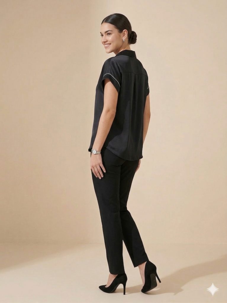 EKOL Kolları Taşlı Bluz 2056 - Siyah