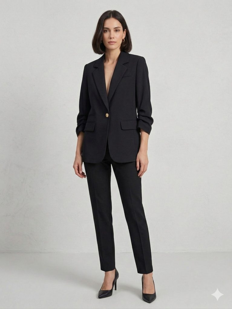 EKOL Kapak Cepli Büzgü Kol Ceket  1102 - Siyah