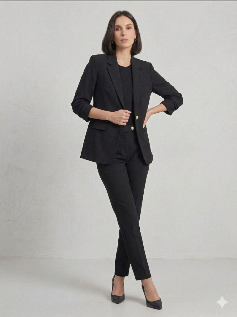 EKOL Kapak Cepli Büzgü Kol Ceket  1102 - Siyah