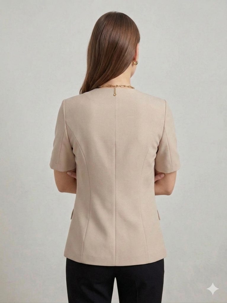 EKOL V Yaka Gold Düğmeli Ceket 1128 - KUM