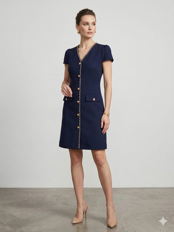 EKOL Metal Aksesuar Detaylı Elbise  6102