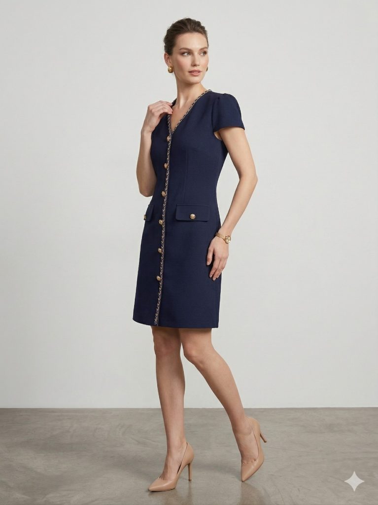 EKOL Metal Aksesuar Detaylı Elbise  6102