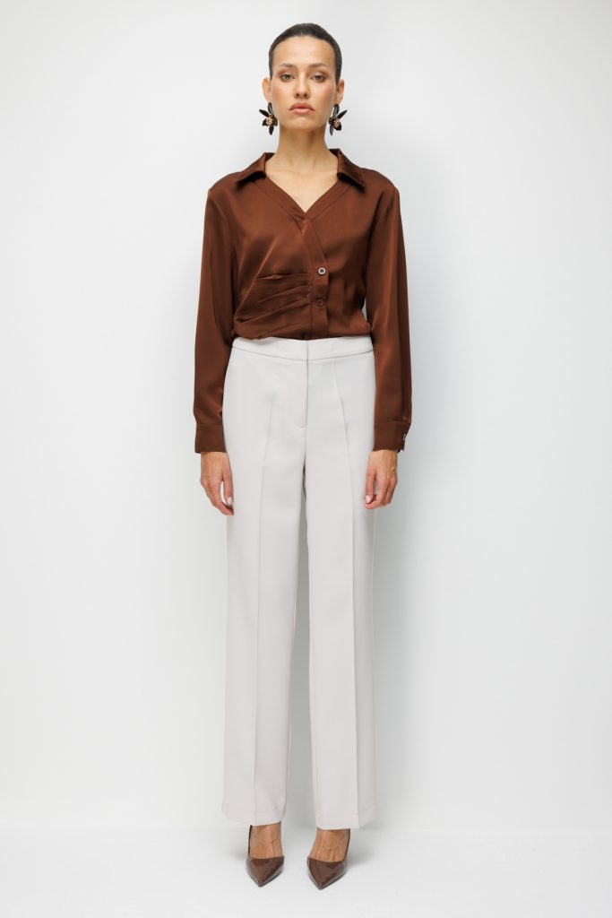 EKOL Yüksek Bel Boru Paça Pantolon 1016 - TAŞ