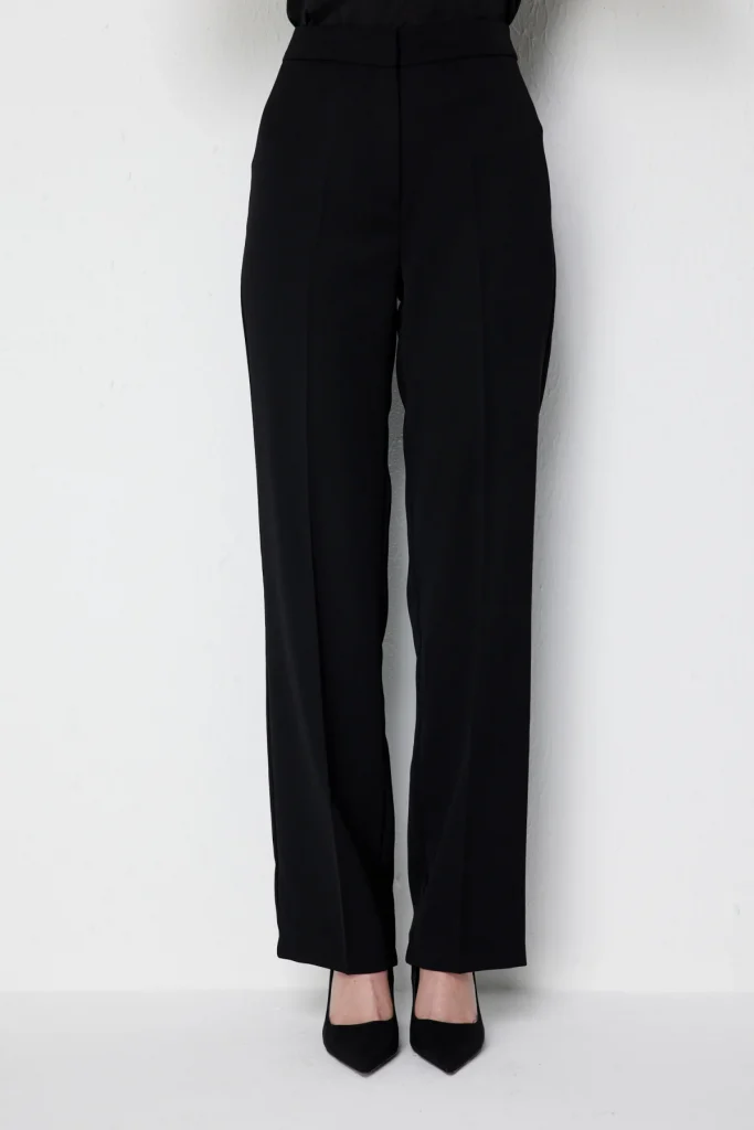 EKOL Yüksek Bel Boru Paça Pantolon 1016 - Siyah