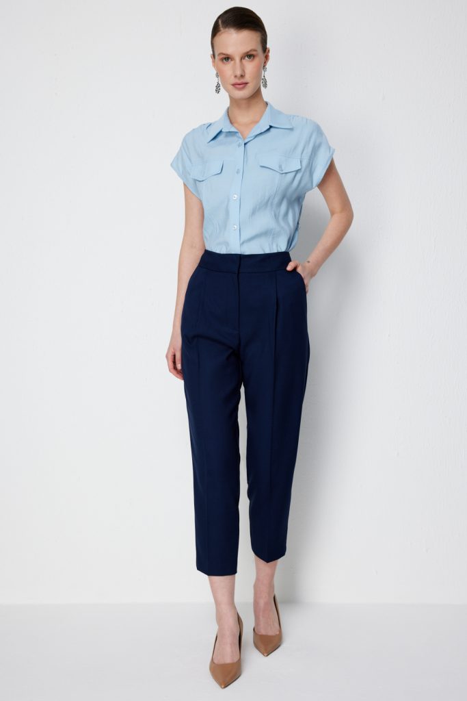 EKOL Yan Cepli Dar Paça Pantolon 1192 - Lacivert