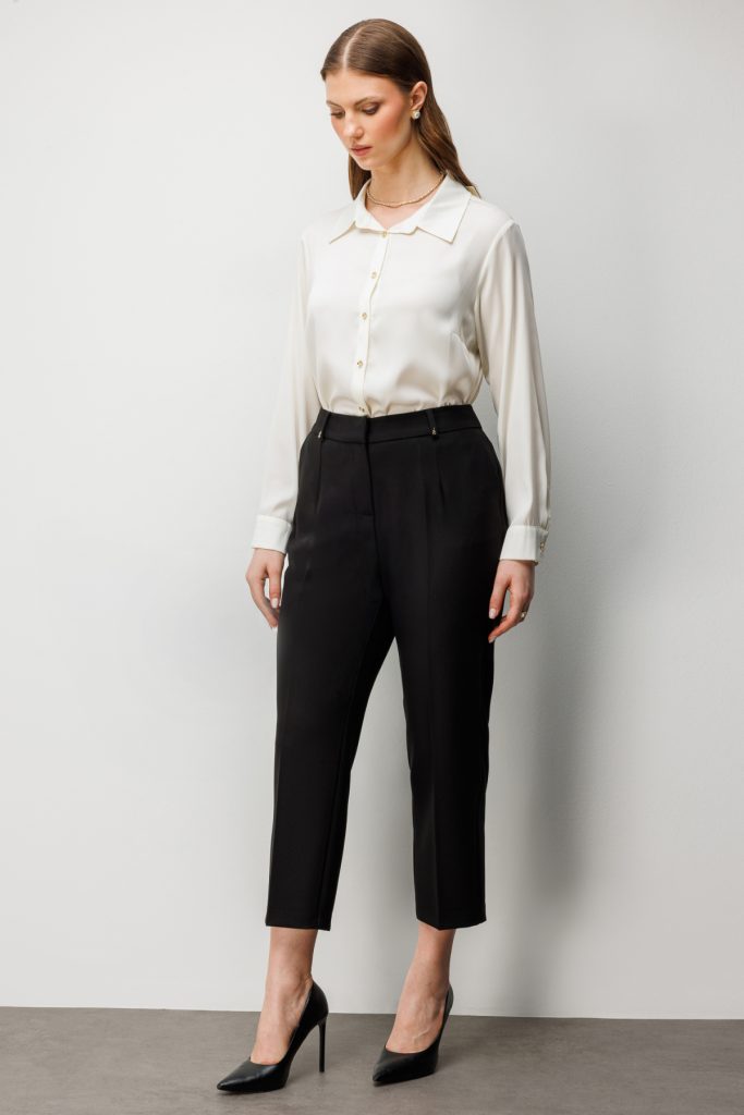 EKOL Metal Aksesuarlı Yan Cepli Pantolon 4006 - Siyah