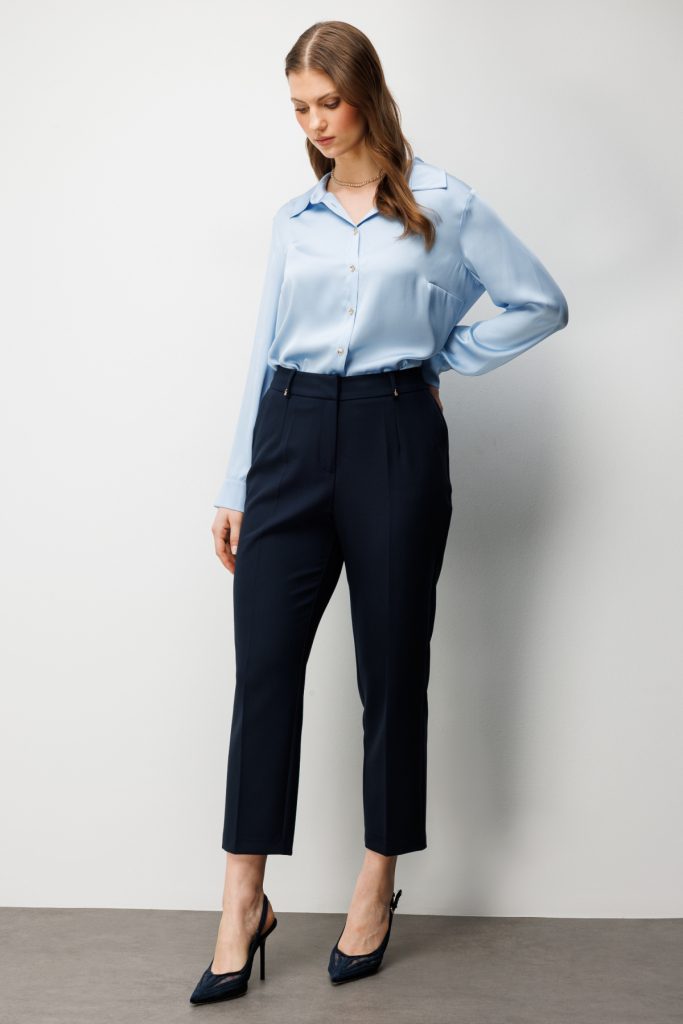 EKOL Metal Aksesuarlı Yan Cepli Pantolon 4006 - Lacivert