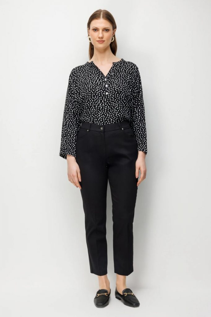 EKOL Yüksek Bel Dar Paça Pantolon 4016 - Siyah