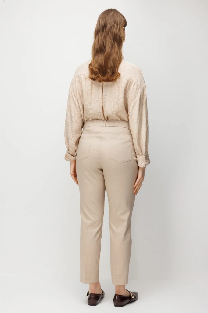 EKOL Yüksek Bel Dar Paça Pantolon 4016 - TAŞ