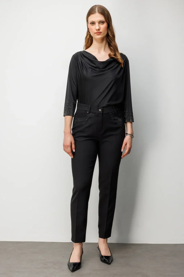 EKOL Cebi Taş İşlemeli Dar Paça Pantolon  4026