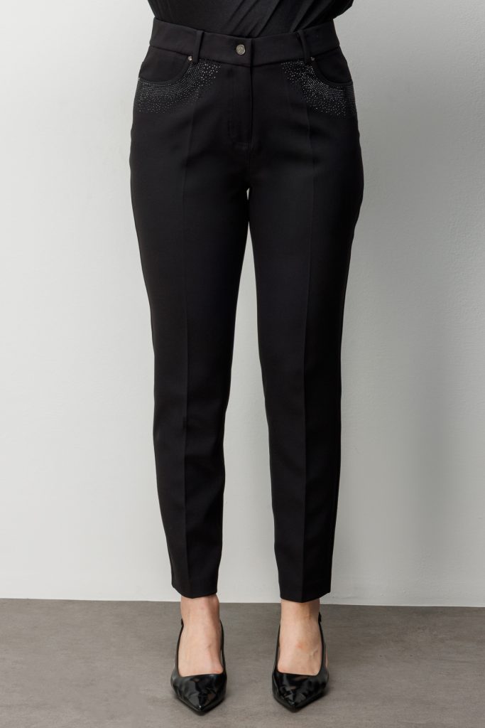 EKOL Cebi Taş İşlemeli Dar Paça Pantolon  4026 - Siyah